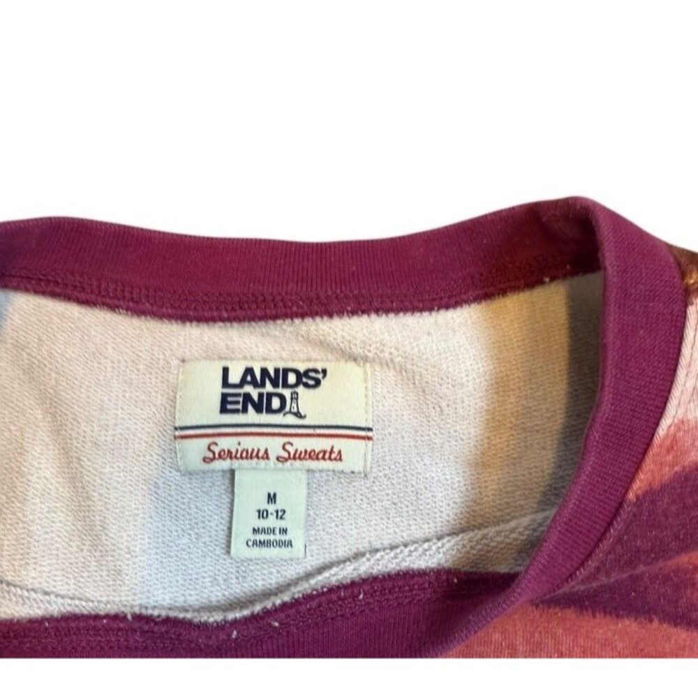 Lands End Sweater Womens Medium Sweatshirt Pull Over Crew Serious Sweats Sunset - Picture 2 of 7